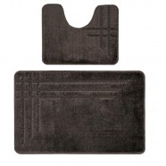Комплект ковриков 60*100см/50*60см для ванной комнаты DKTX Comfort Linea из 2шт, высота ворса 10мм СЕРЫЙ