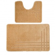 Комплект ковриков 60*100см/50*60см для ванной комнаты DKTX Comfort Linea из 2шт, высота ворса 10мм БЕЖЕВЫЙ