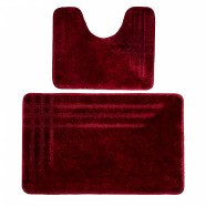 Комплект ковриков 60*100см/50*60см для ванной комнаты DKTX Comfort Linea из 2шт, высота ворса 10мм БОРДО