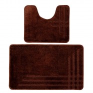 Комплект ковриков 60*100см/50*60см для ванной комнаты DKTX Comfort Linea из 2шт, высота ворса 10мм КОРИЧНЕВЫЙ