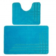 Комплект ковриков 50*80см/50*40см для ванной комнаты DKTX Comfort Linea из 2шт, высота ворса 10мм СВЕТЛО-ГОЛУБОЙ