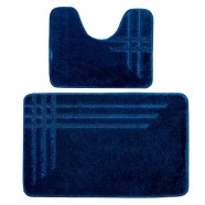 Комплект ковриков 60*100см/50*60см для ванной комнаты DKTX Comfort Linea из 2шт, высота ворса 10мм СИНИЙ