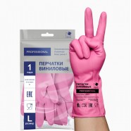 Перчатки хозяйственные виниловые ТР ТС L розовый 2шт ADM 
