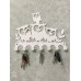 Вешалка-ключница "Семья совят" 285*190мм, 7 крючков, металл, цвет белый матовый