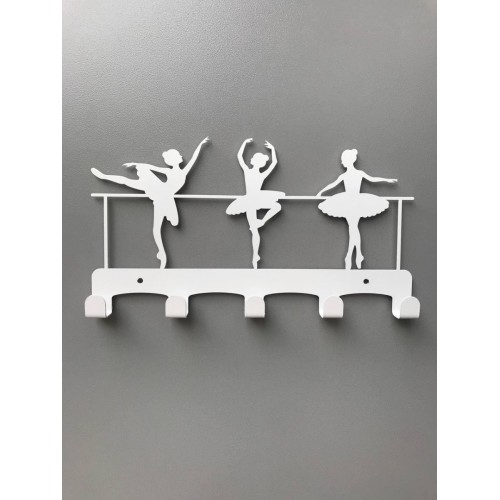 Вешалка-ключница "Балерины" 184*283мм, 6 крючков, металл, цвет белый матовый