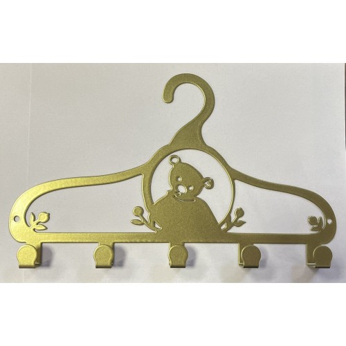 Вешалка-ключница "Вешалка Медвежонок" 300*180мм, 5 крючков, металл, цвет золотой