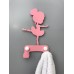 Крючок декоративный "Балерина", 2 крючка, металл, цвет розовый, дизайн 2