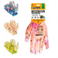 Перчатки Для садовых работ полиэстеровые,нитриловое покрытие,микс цветов, Fiberon 8(M)