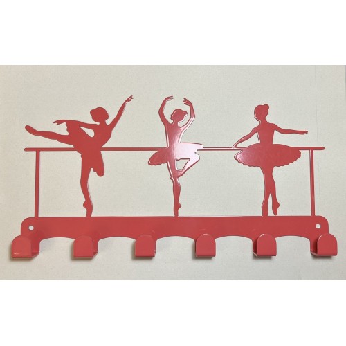Вешалка-ключница "Балерины" 184*283мм, 6 крючков, металл, цвет розовый